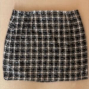 LOFT Black and White Plaid Mini Skirt